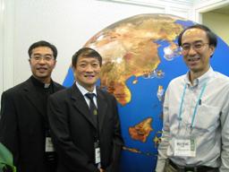 (from far left) Father Zhang, Rev Bao and UBSCP Coordinator Kua Wee Seng. Photo:UBSCP 